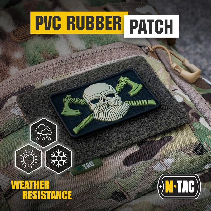 M-Tac Tactical Beard Skull Patch - Military Morale Patch for Gear, Jackets, Backpacks, and Hats - Hook Fasteners for Clothes and Tactical Equipment (Black/Olive) - Image 5
